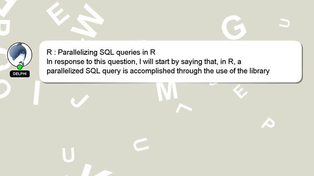 R : Parallelizing SQL queries in R смотреть онлайн