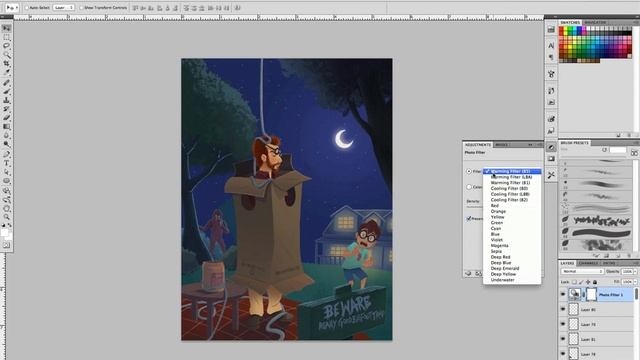 Photo adjustment layer to your illustration in Photoshop смотреть онлайн