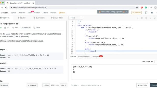 LeetCode - 938. Range Sum of BST - Java смотреть онлайн
