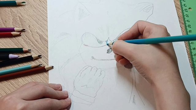 Drawing Sonic with pencils. смотреть онлайн
