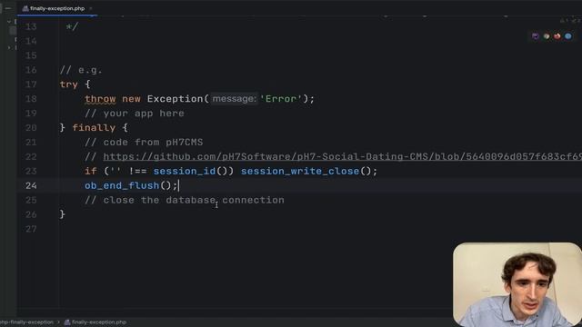 FINALLY keyword in PHP when handling exceptions смотреть онлайн