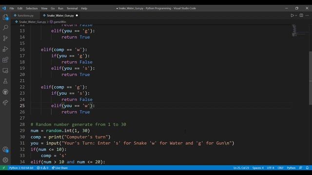 Snake Water Gun game in Python with Source code || #python #programming #game смотреть онлайн