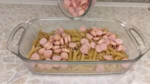 Макароны ЗАПЕЧЁННЫЕ с сосисками В ДУХОВКЕ! Быстрый и СЫТНЫЙ ужин!