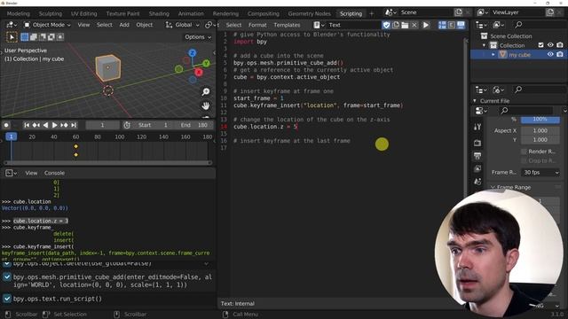 Beginner Python Exercise in Blender: Simple cube location animation смотреть онлайн