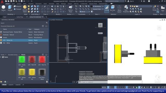 Autocad 3D Drawing Rendering | 3D Lamp Product Design AutoCAD | Product Rendering in AutoCAD 2021 смотреть онлайн