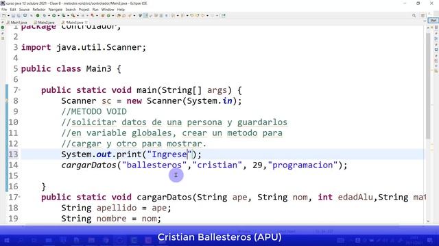 Metodo Void en JAVA cargar datos de una alumno mostrar y guardar en variables locales y globales смотреть онлайн