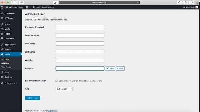 How to Add a New User to Your WordPress Website - WP Panel смотреть онлайн