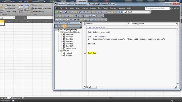 Learn Excel - Video 101 - VBA Input Box - How to Delete Sheets