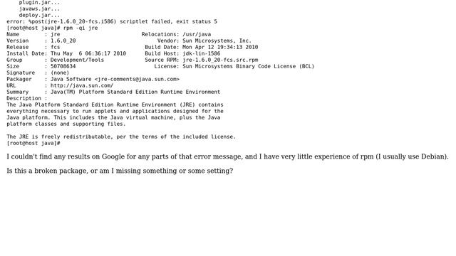 DevOps & SysAdmins: Sun-JRE on CentOS-4.8 RPM error: post-install scriptlet failed, exit status 5 смотреть онлайн