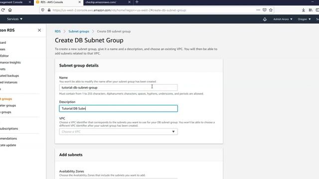 STEP 5 – CREATE A DATABASE SUBNET GROUP смотреть онлайн