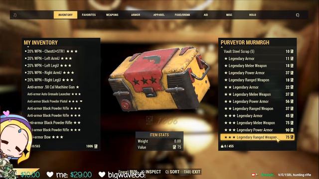 Fallout 76: Purveyor 3* Weapon Rolls 16,800 Scrip – 26 Jun 2022 смотреть онлайн