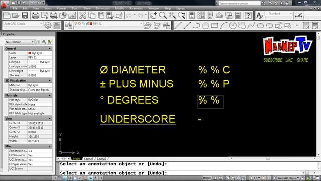 SPECIAL SYMBOLS - Basic Autocad Tutorial [ ENGLISH ]