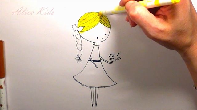 Рисуем девочку с птичкой (РИСУНКИ ДЛЯ ДЕТЕЙ) / Draw a girl with a bird (DRAWINGS FOR KIDS) смотреть онлайн