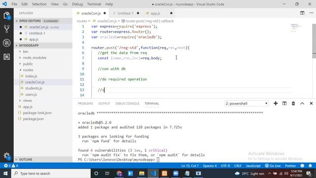 Connect with Oracle DB using Node Application смотреть онлайн