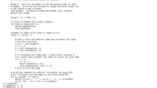 MST Kruskal's algorithm in Python смотреть онлайн