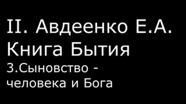ІІ. Авдеенко Е. А. - Книга Бытия - 3. Сыновство человека и Бога смотреть онлайн