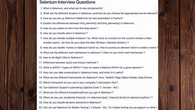 Selenium With Python and PyTest Interview Questions смотреть онлайн
