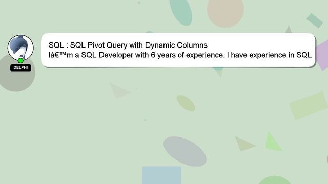 SQL : SQL Pivot Query with Dynamic Columns смотреть онлайн