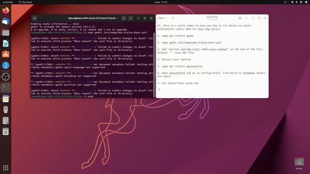 Ubuntu 22.10 no sound fix - works 100% for Asus Rog Strix смотреть онлайн