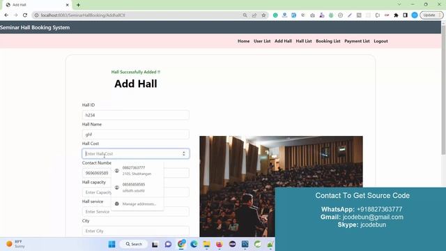 Seminar Hall Booking System project in java using JSP and Servlet with source code смотреть онлайн
