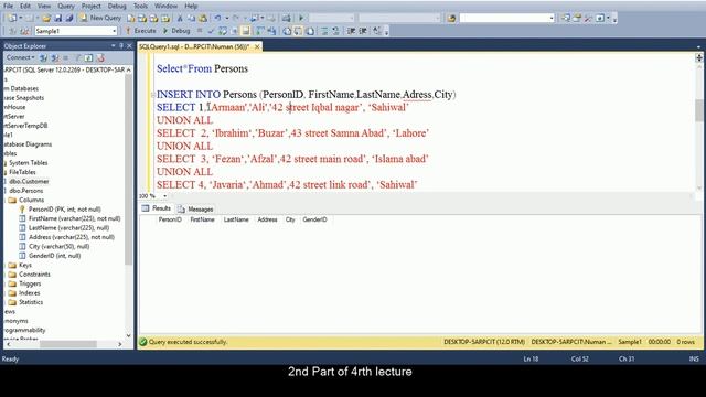 Part-2 of Part 4 SQL insert Query to insert multiple rows into a single table in a single statement смотреть онлайн