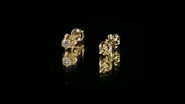 Серьги-пуссеты из желтого золота с бриллиантами 0,38 карат смотреть онлайн