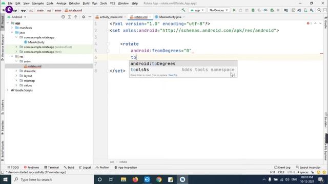 How to Implement Rotate Animation on ImageView Android Studio | Animation tutorial | edutika | Hind смотреть онлайн
