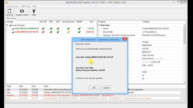 Password - Unlocker for Toshiba Hard disk + ATA-Tools (HPA|DCO) смотреть онлайн