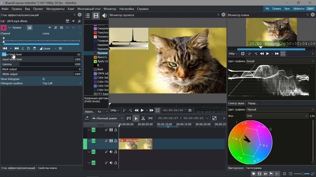 5. Kdenlive. Уровни (эффекты) смотреть онлайн