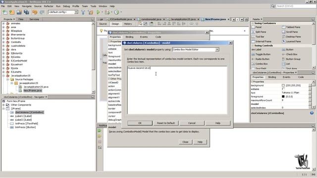 Java NetBeans ComboBox (Model) смотреть онлайн