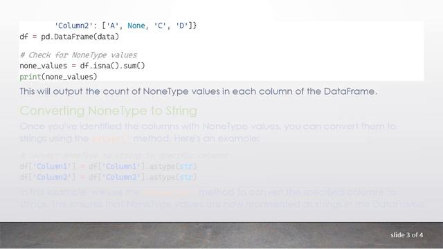 Converting NoneType to String in Python Pandas смотреть онлайн