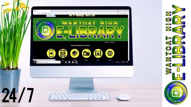 Accessing Wantoat High School E-library on a desktop. смотреть онлайн