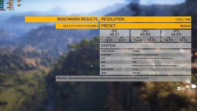 Ghost Recon Wildland I i3 3220 I GTX 1060 3GB I Benchmark смотреть онлайн