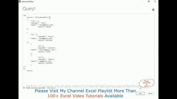 Convert Json Data to Excel Table Using Power Query Editor