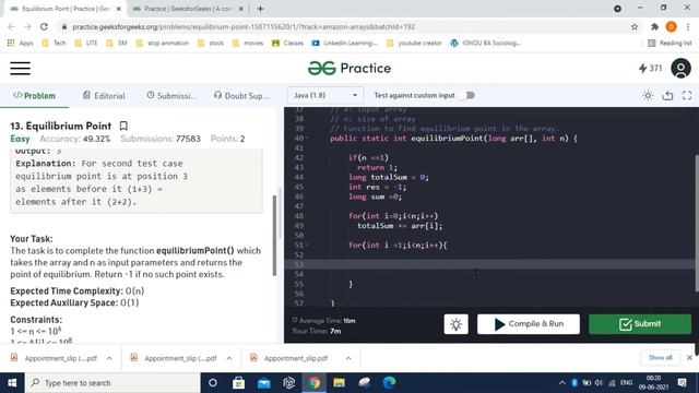 GeeksforGeeks - Equilibrium Point in Hindi | Java смотреть онлайн