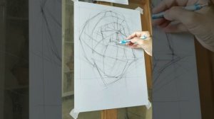 Конструктивный рисунок гипсовой головы Лаокоона.