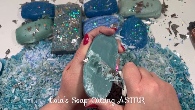 ASMR soap cube cutting 🦋🐟🚙Large set of blue soaps, crispy cubes and snappy plates! смотреть онлайн
