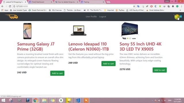 Laravel 5.4 with MongoDB and Stripe payment Shopping Cart application смотреть онлайн