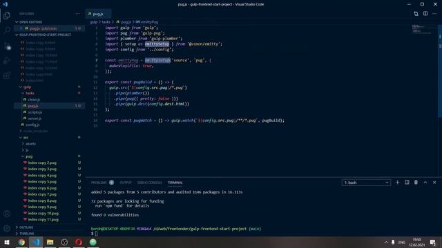 #3 Gulp сборка проекта | pug, pug-linter смотреть онлайн