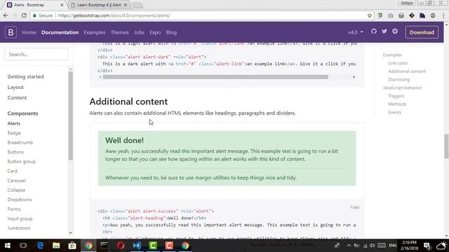 8 - ( Bootstrap 4 Tutorial ) Components : Alert смотреть онлайн