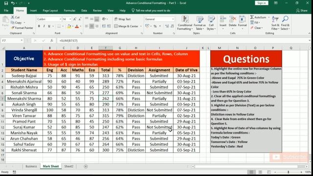 Advanced Conditional Formatting - MS Excel - Home Tab - Lesson 1, Part 5.2 смотреть онлайн