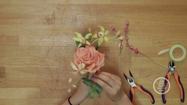 Сахарные цветы. Как собрать букет из сахарных цветов. Роза, орхидея, ягоды. смотреть онлайн
