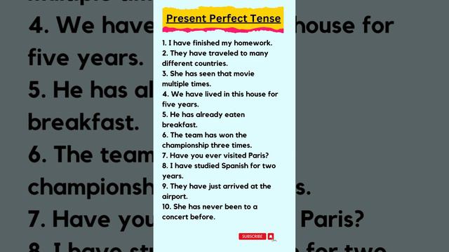 Present Perfect Tense Examples #englishgrammar смотреть онлайн