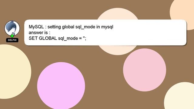 MySQL : setting global sql_mode in mysql смотреть онлайн