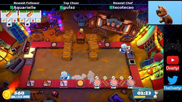 Overcooked 2 🎪 CARNIVAL OF CHAOS 🎪 Level 1-4 gameplay 3/4 Stars - Solo - Score: 1484 смотреть онлайн