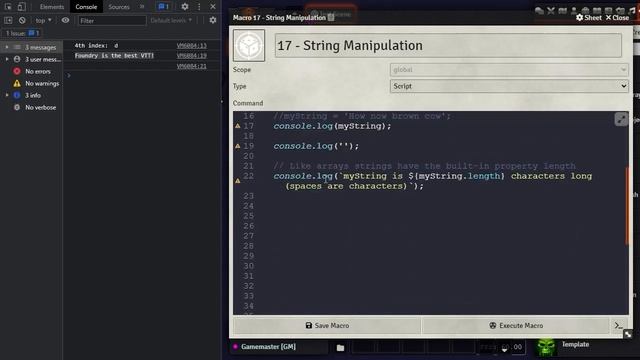 Learn JavaScript With Foundry VTT V10.X - E25: String Methods (Part 01) смотреть онлайн