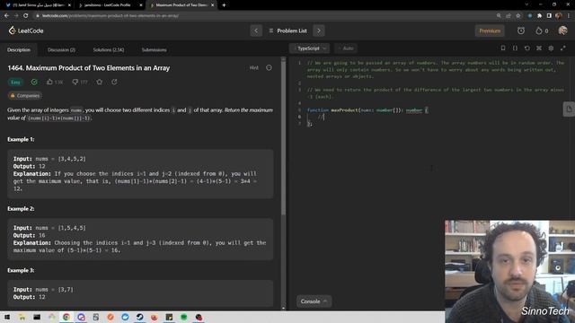 Maximum Product of Two Elements in an Array - TypeScript смотреть онлайн