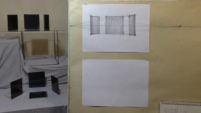 учебный рисунок урок 1, часть 1, основы линейной перспективы, рисование плоскостей в пространстве смотреть онлайн