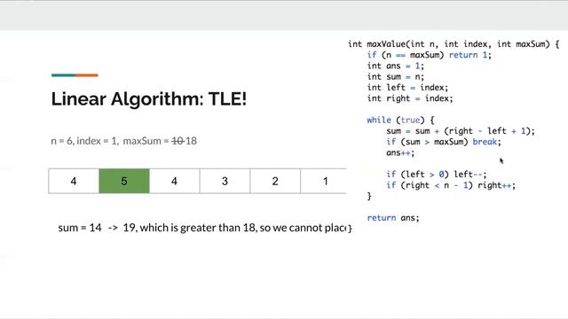 LeetCode 1802. Maximum Value at a Given Index in a Bounded Array | Weekly Contest 233 смотреть онлайн