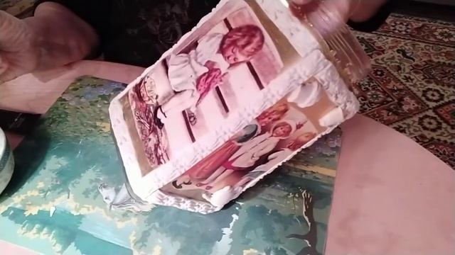 Декупаж на потали. Банка для печенья. Часть 2 смотреть онлайн